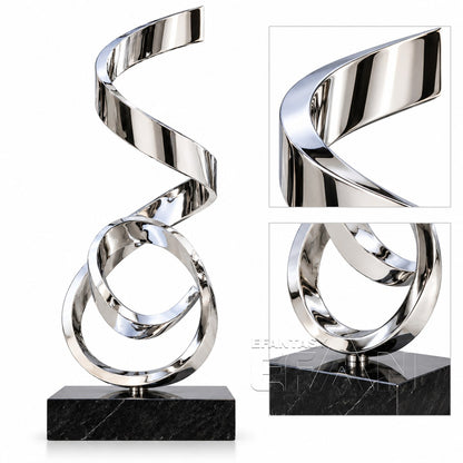 Mirror Polished Stainless Steel Abstract Ribbon Sculpture