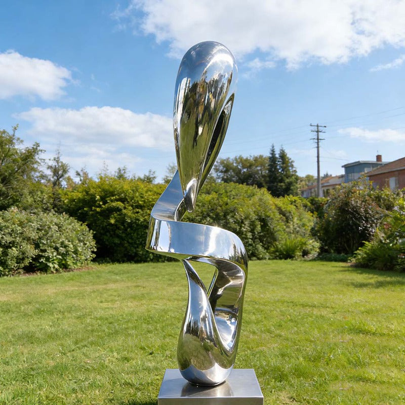 Abstract Flow Stainless Steel Sculpture – Modern Outdoor Garden & Landscape Art Statue