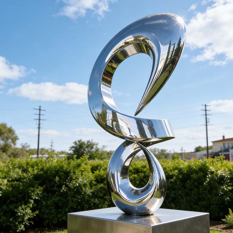 Abstract Flow Stainless Steel Sculpture – Modern Outdoor Garden & Landscape Art Statue