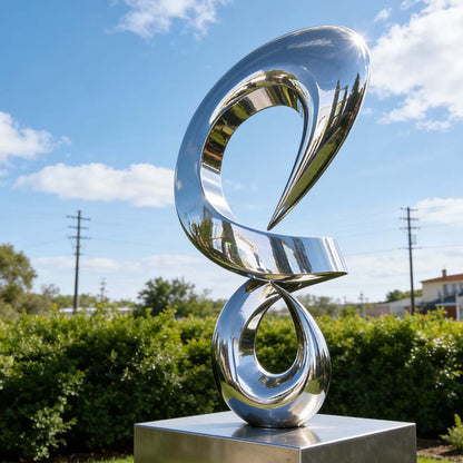 Abstract Flow Stainless Steel Sculpture – Modern Outdoor Garden & Landscape Art Statue