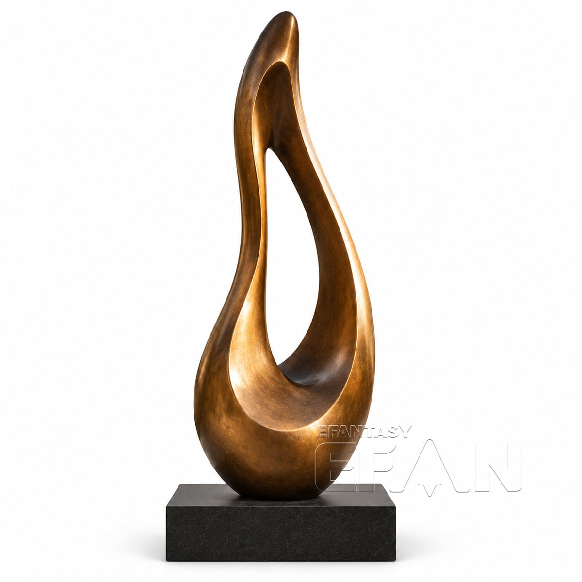 Modern Abstract Bronze Flame Sculpture for Villa & Poolside Decor