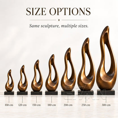 Modern Abstract Bronze Flame Sculpture for Villa & Poolside Decor