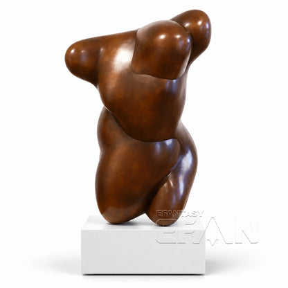 Modern Abstract Bronze Torso Sculpture for Contemporary Interior