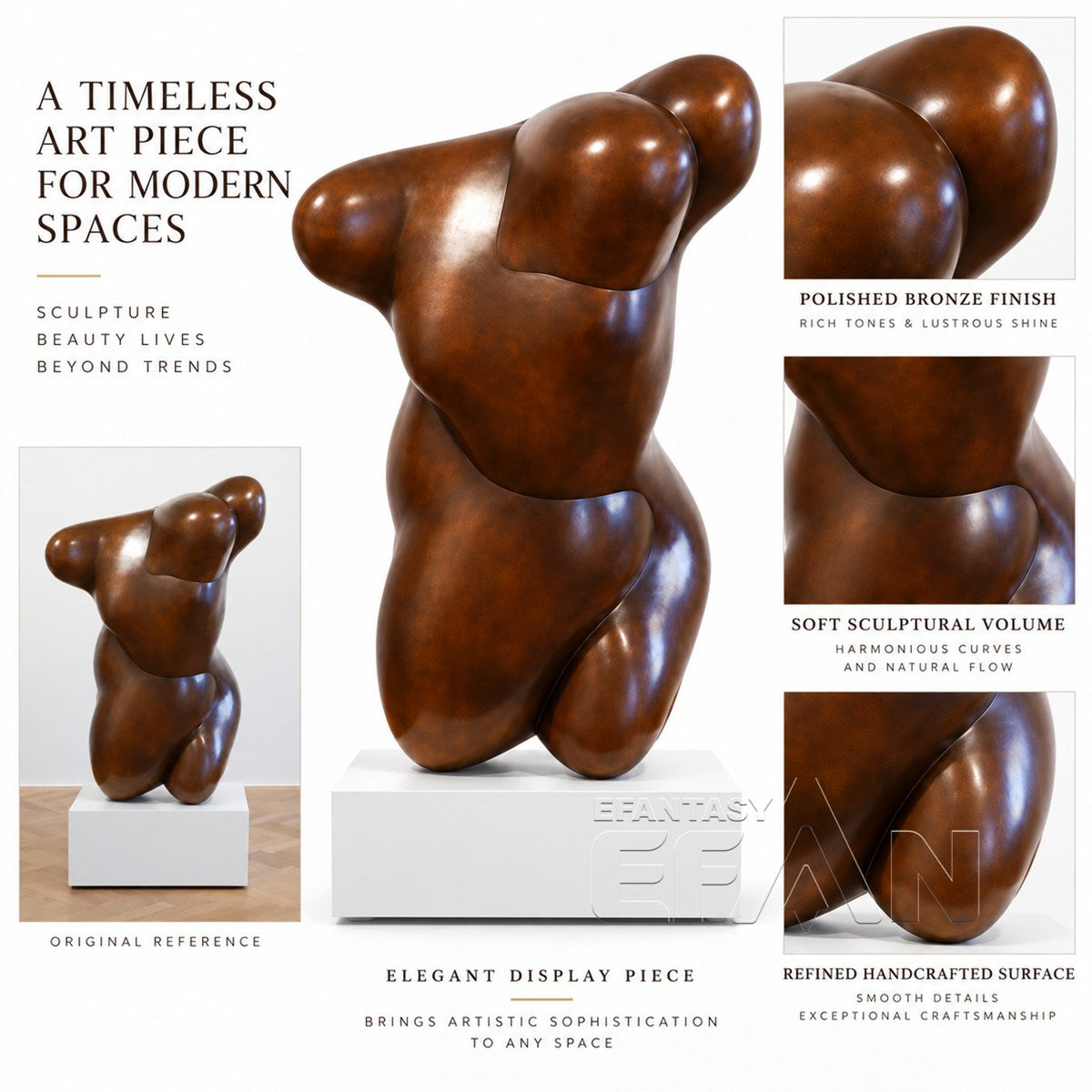 Modern Abstract Bronze Torso Sculpture for Contemporary Interior