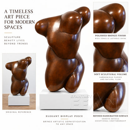 Modern Abstract Bronze Torso Sculpture for Contemporary Interior