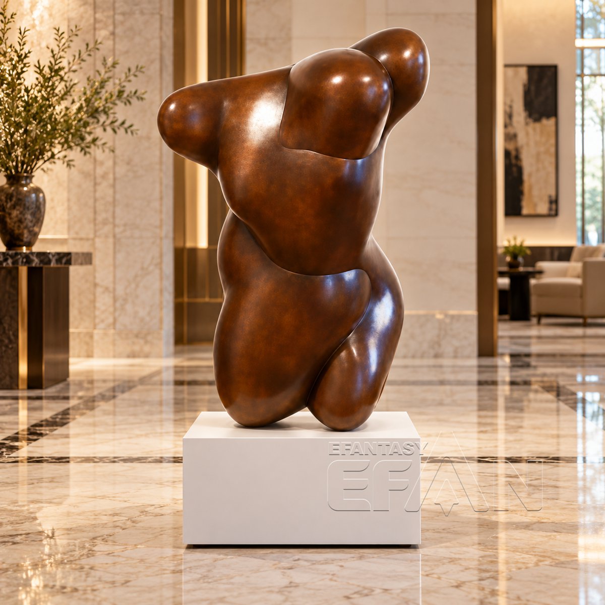 Modern Abstract Bronze Torso Sculpture for Contemporary Interior