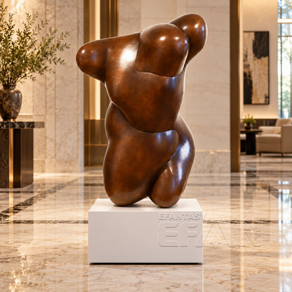 Modern Abstract Bronze Torso Sculpture for Contemporary Interior