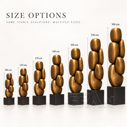 Modern Bronze Stacked Stone Abstract Sculpture for Luxury Interior & Lobby