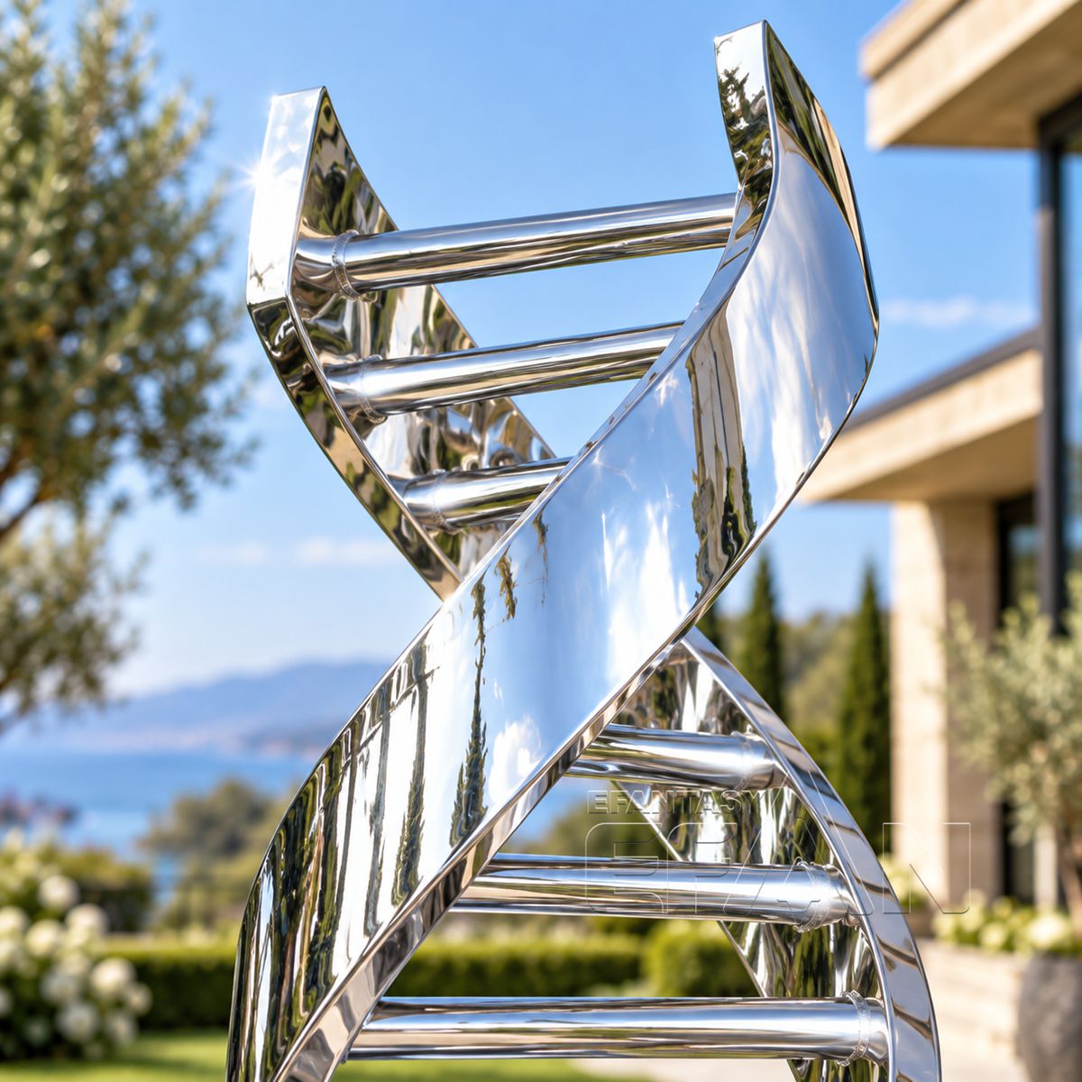 Modern Large Stainless Steel DNA Sculpture for Science & Medical Campus