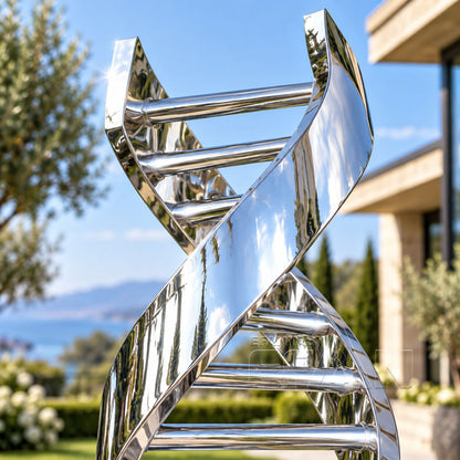 Modern Large Stainless Steel DNA Sculpture for Science & Medical Campus
