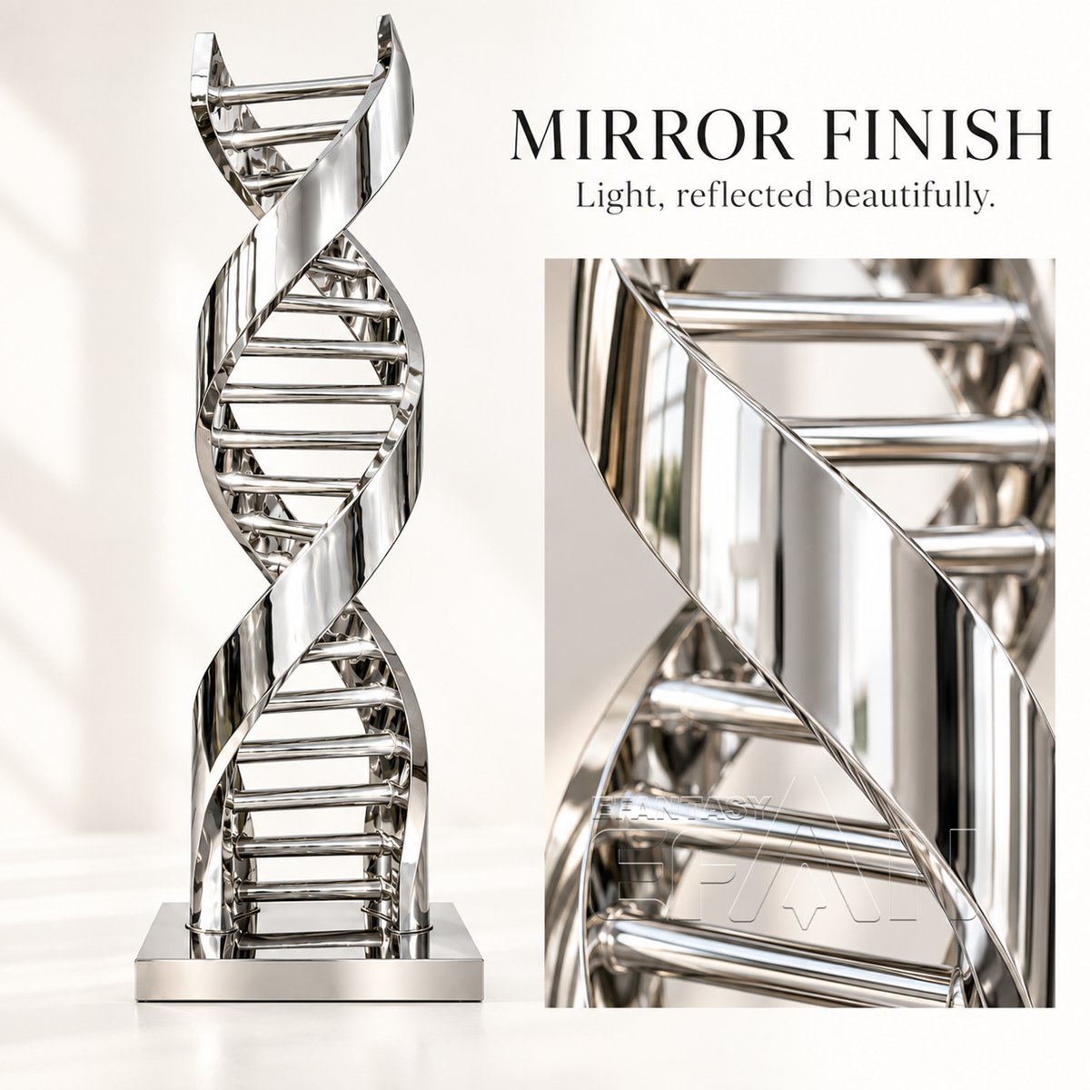 Modern Large Stainless Steel DNA Sculpture for Science & Medical Campus