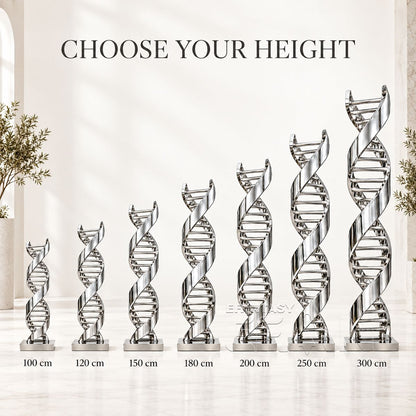 Modern Large Stainless Steel DNA Sculpture for Science & Medical Campus