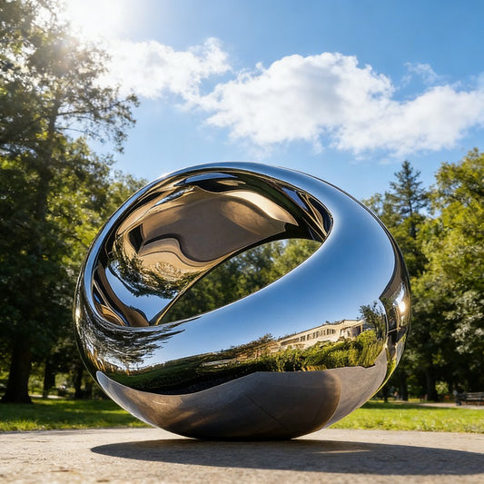 Modern Mirror Polished Metal Ring Sculpture EFS-37