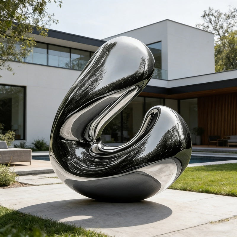 Modern Mirror Polished Stainless Steel Sculpture EFS-35