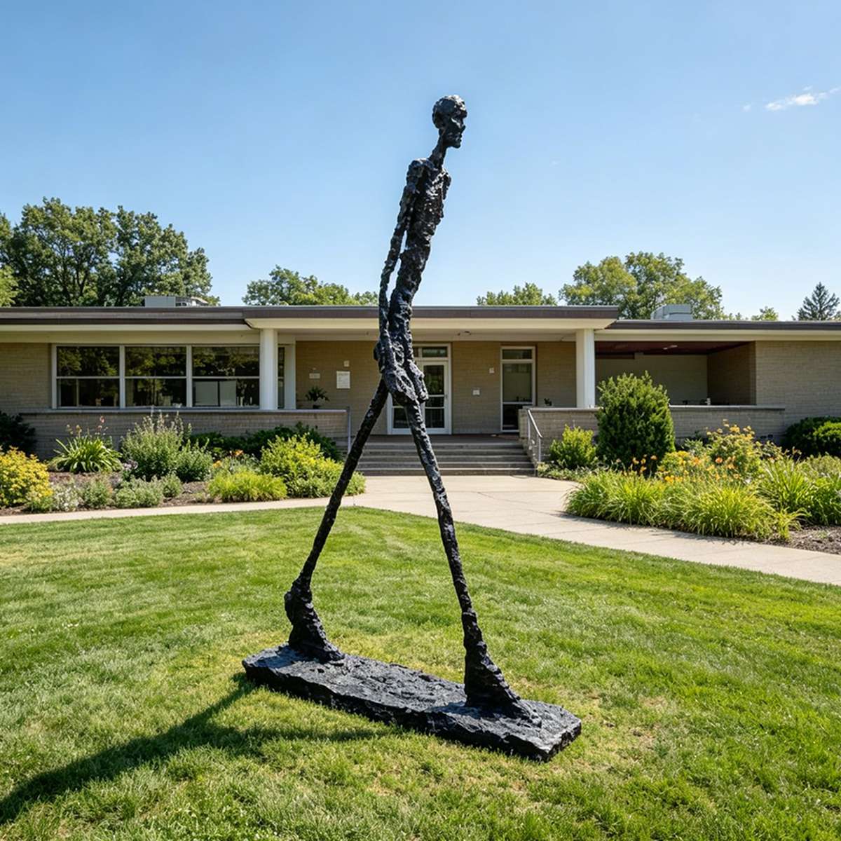 Modern Bronze Abstract Stick Figure Sculpture