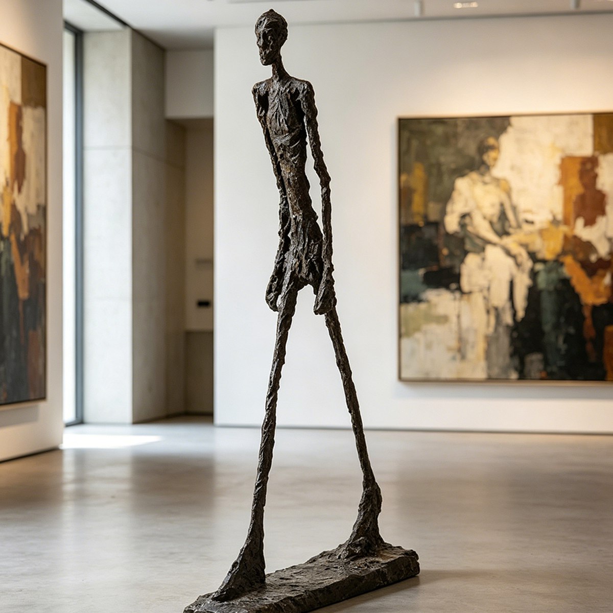 Modern Bronze Abstract Stick Figure Sculpture