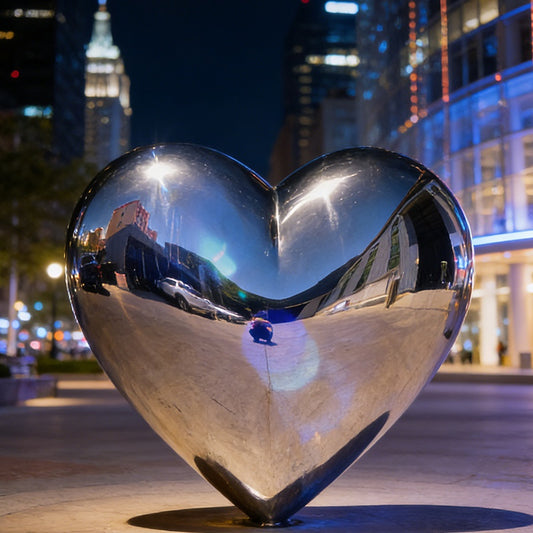 mirror polished heart sculpture