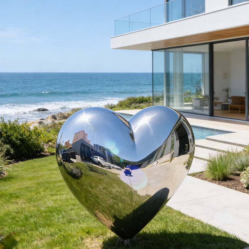 mirror polished heart sculpture