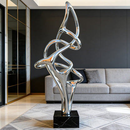Modern Indoor Art Abstract Stainless Steel Line Sculpture