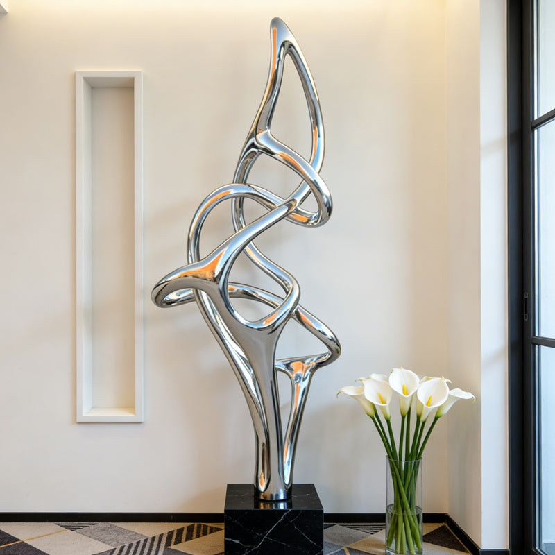 Modern Indoor Art Abstract Stainless Steel Line Sculpture