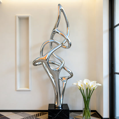 Modern Indoor Art Abstract Stainless Steel Line Sculpture