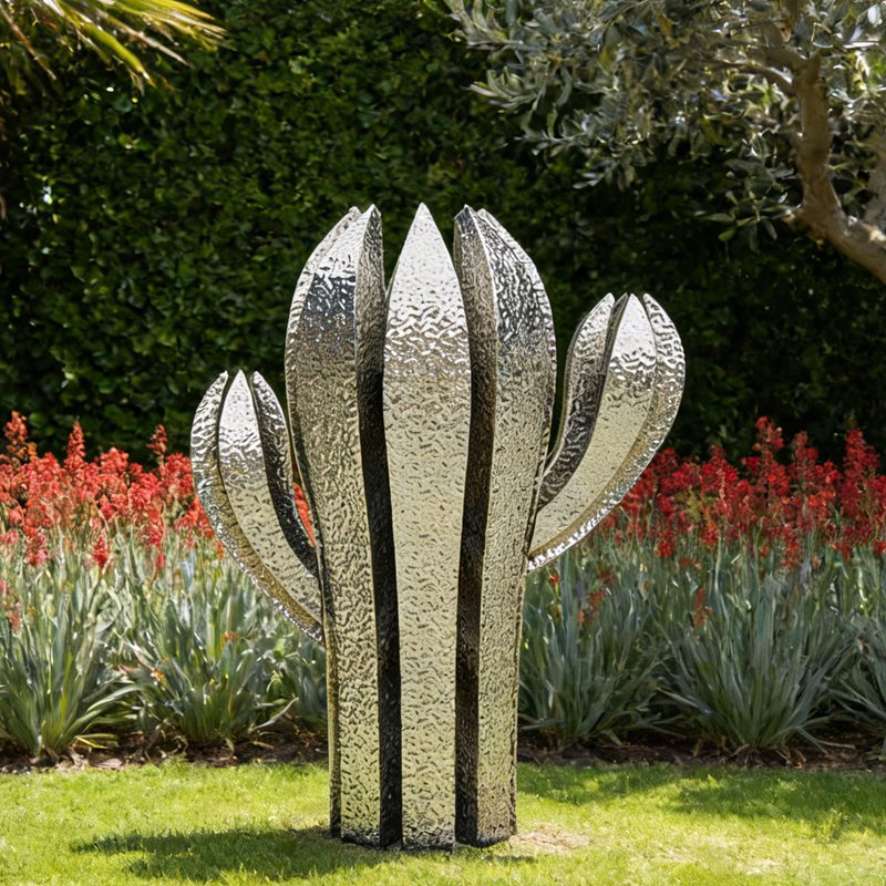 Modern Outdoor Stainless Steel Cactus Sculpture EFS-71