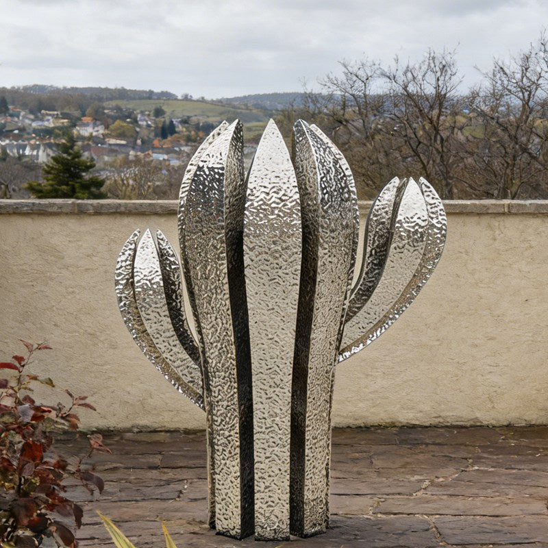 Modern Outdoor Stainless Steel Cactus Sculpture EFS-71