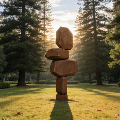 Modern Stacked Corten Steel Totem Sculpture
