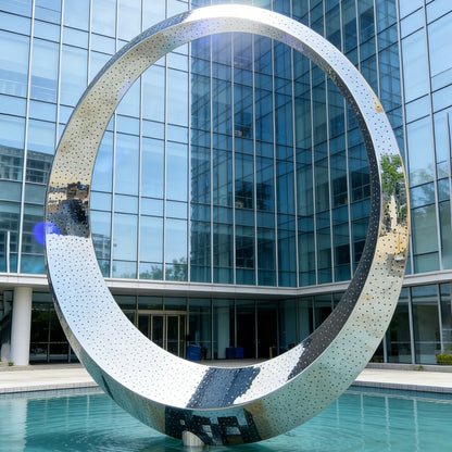 Modern Illuminated Stainless Steel Ring Fountain EFS-77