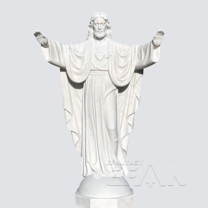 Natural White Marble Open Arms Jesus Christ Statue