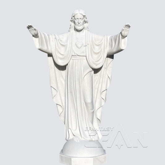 Natural White Marble Open Arms Jesus Christ Statue