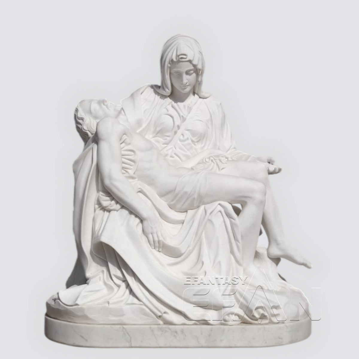Natural White Marble Pietà Statue of Virgin Mary and Jesus Michelangelo Religious Art Replica