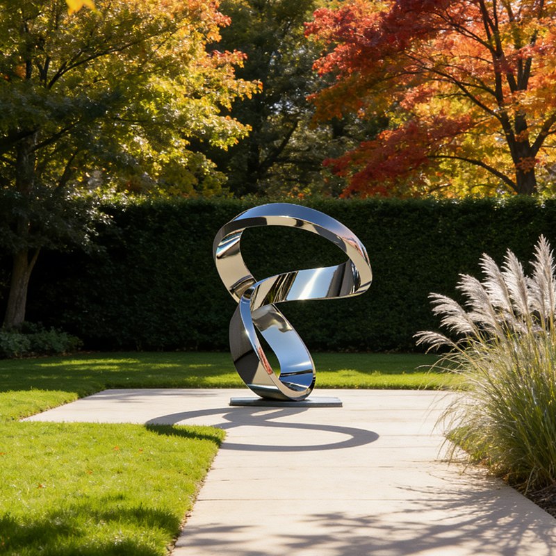 Stainless Steel Polished Ring Loop Sculpture EFS-46