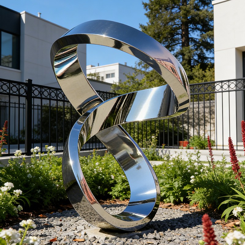 Stainless Steel Polished Ring Loop Sculpture EFS-46