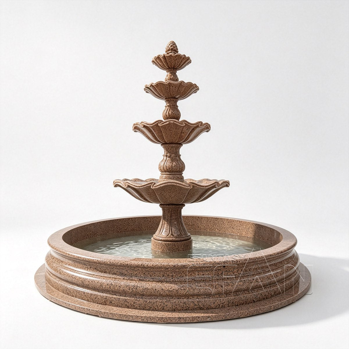 Red Granite Garden Fountain for Estate Driveway, Luxury Villa Front Yard, and Grand Landscape