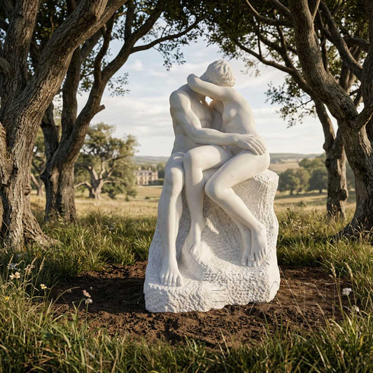Rodin-Inspired The Kiss Marble Statue for Garden