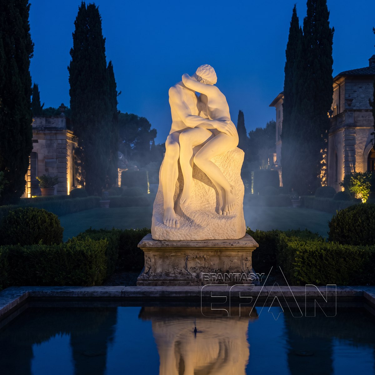Rodin-Inspired The Kiss Marble Statue for Garden