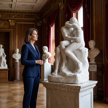 Rodin-Inspired The Kiss Marble Statue for Garden