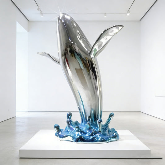 Stainless Steel Dolphin Sculpture with Wavs EFS-41