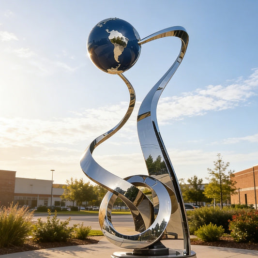 abstract sculpture with globe