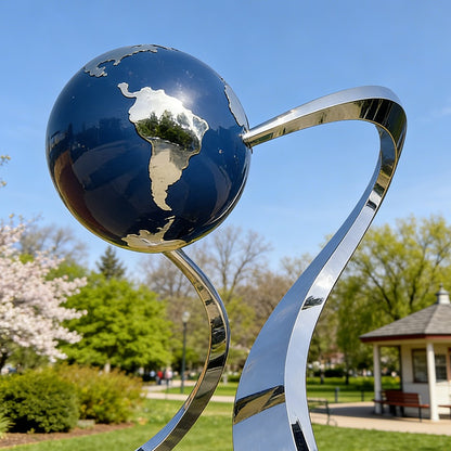 abstract sculpture with globe