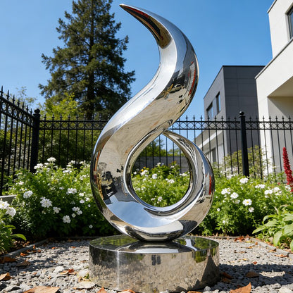 Flowing Modern Outdoor Stainless Steel Abstract S-Shape Sculpture EFS-48