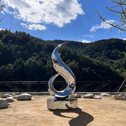 Flowing Modern Outdoor Stainless Steel Abstract S-Shape Sculpture EFS-48
