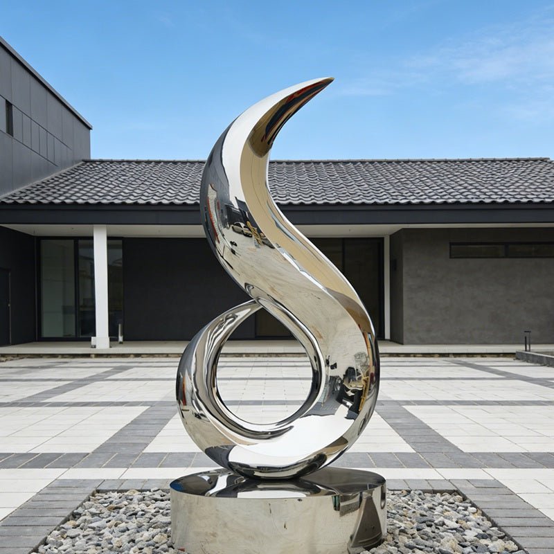 Flowing Modern Outdoor Stainless Steel Abstract S-Shape Sculpture EFS-48