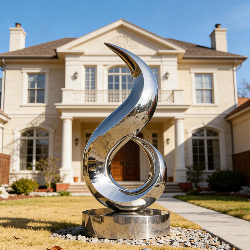 Flowing Modern Outdoor Stainless Steel Abstract S-Shape Sculpture EFS-48