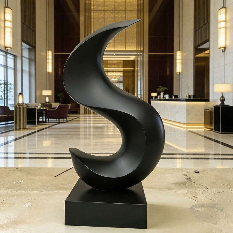 Stainless Steel Black Abstract Sculpture for Garden & Indoor Decor