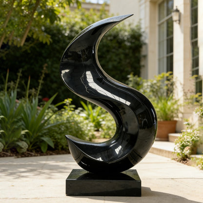 Stainless Steel Black Abstract Sculpture for Garden & Indoor Decor
