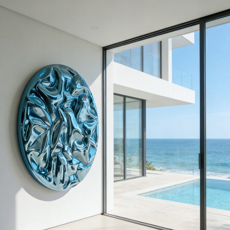 blue wave sculpture for wall