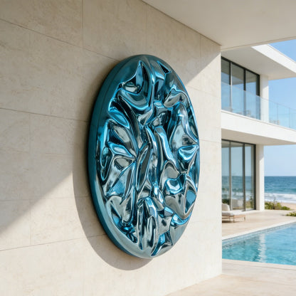 blue wave sculpture for wall