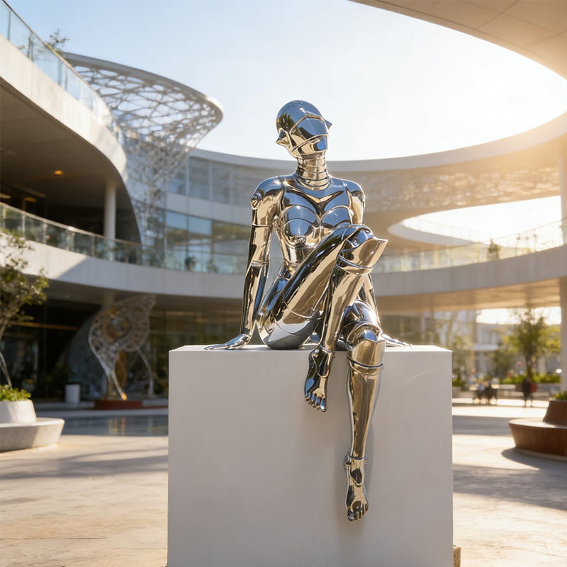 Futuristic Female Robot Sculpture